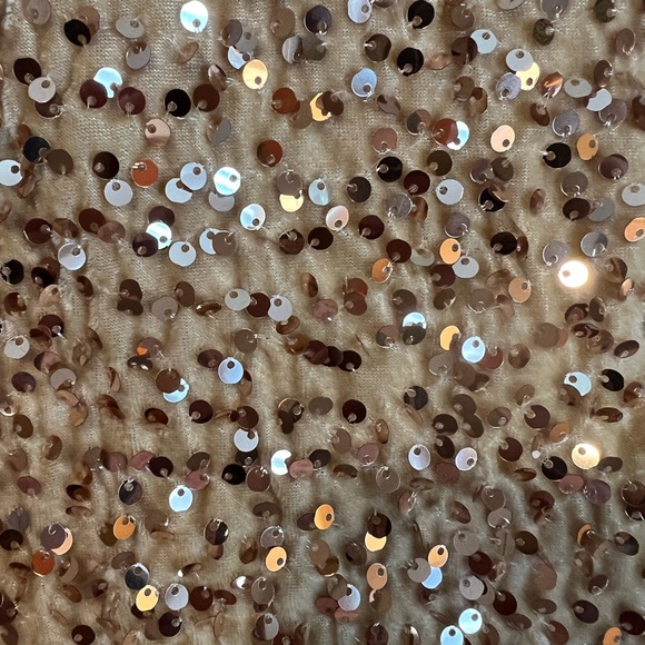 Champagne Gold Velvet one shoulder sequin prom party dress. Size L - Picture 4 of 5